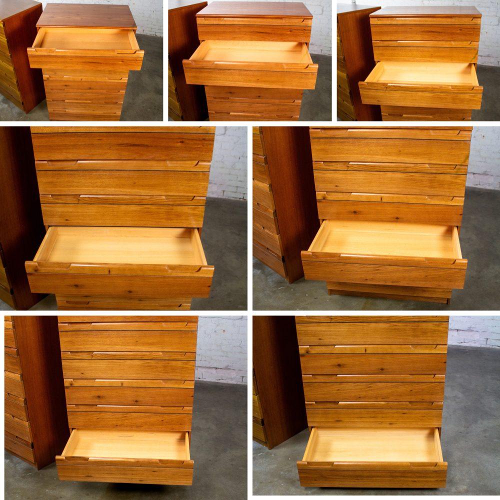 1950-1960 Mid-Century Modern Hardwood Chest of Drawers Made in Brazil by Singer a Pair