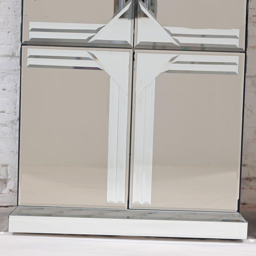 Late 20th Century Postmodern to Art Deco Revival Mirrored Entertainment Cabinet Style of Ello