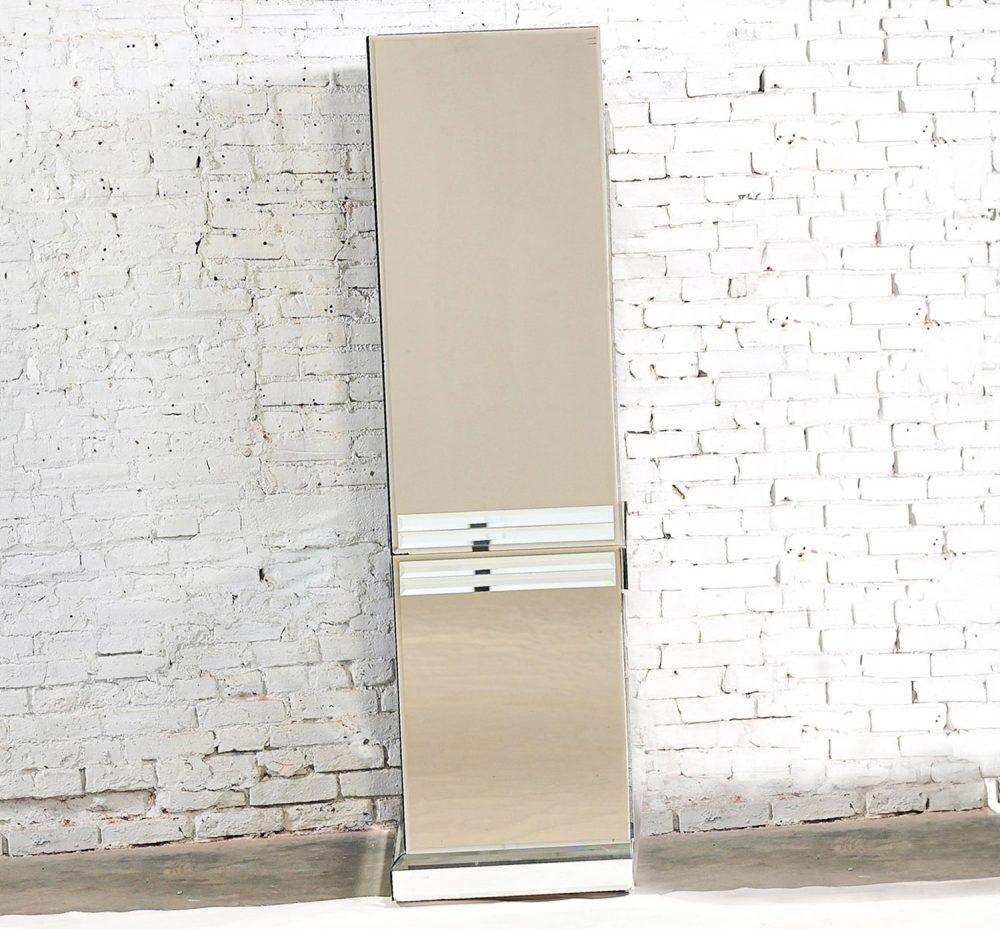Late 20th Century Postmodern to Art Deco Revival Mirrored Entertainment Cabinet Style of Ello