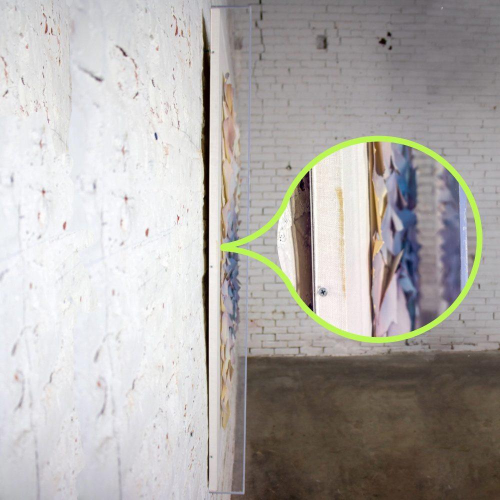 Late 20th Century Abstract Mixed Media Monumental 3D Diptych Painted & Torn Paper Petals Wall Art