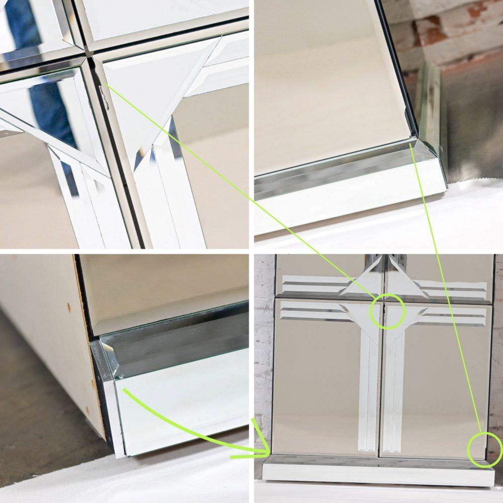 Late 20th Century Postmodern to Art Deco Revival Mirrored Entertainment Cabinet Style of Ello
