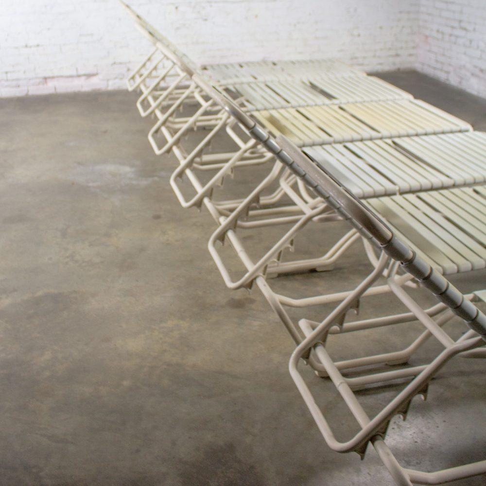 1950-1960’s Mid-Century Modern Set of 6 Tropitone Kahana Stackable Chaise Lounges w/Vinyl Straps & Aluminum Frame