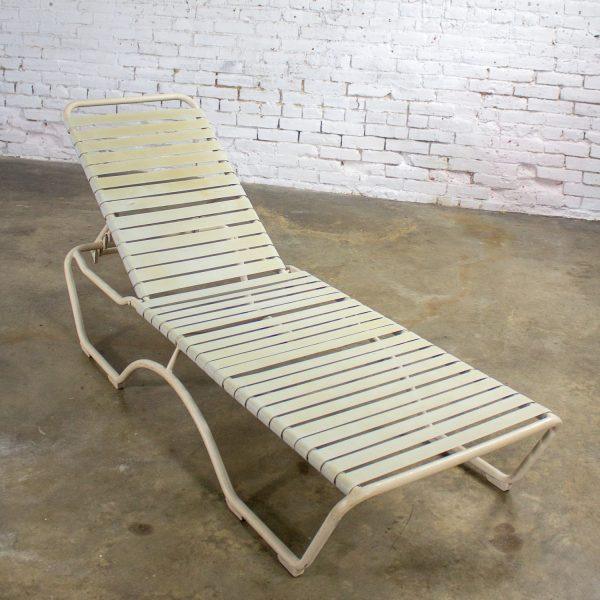 1950-1960’s Mid-Century Modern Tropitone Kahana Stackable Chaise Lounge w/Vinyl Straps & Aluminum Frame