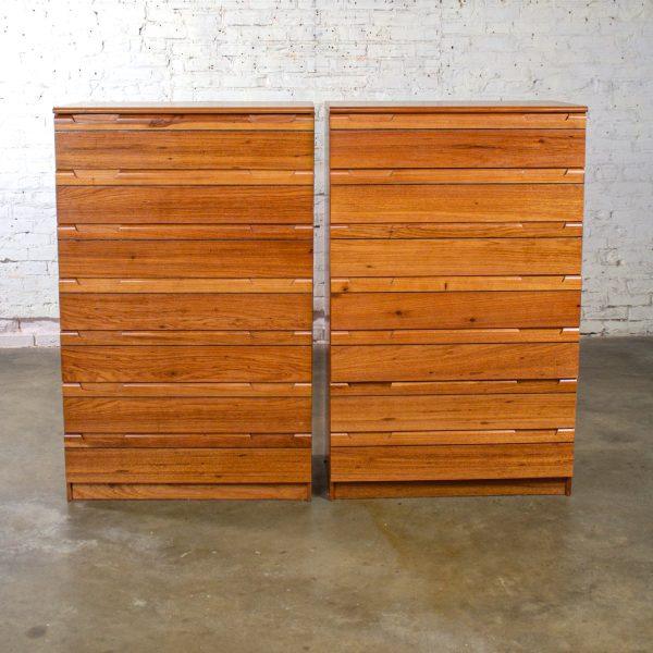 1950-1960 Mid-Century Modern Hardwood Chest of Drawers Made in Brazil by Singer a Pair