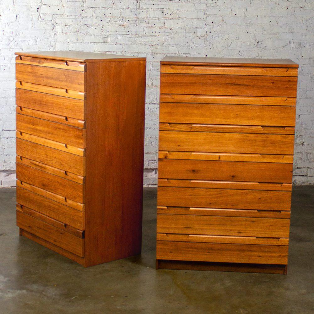 1950-1960 Mid-Century Modern Hardwood Chest of Drawers Made in Brazil by Singer a Pair