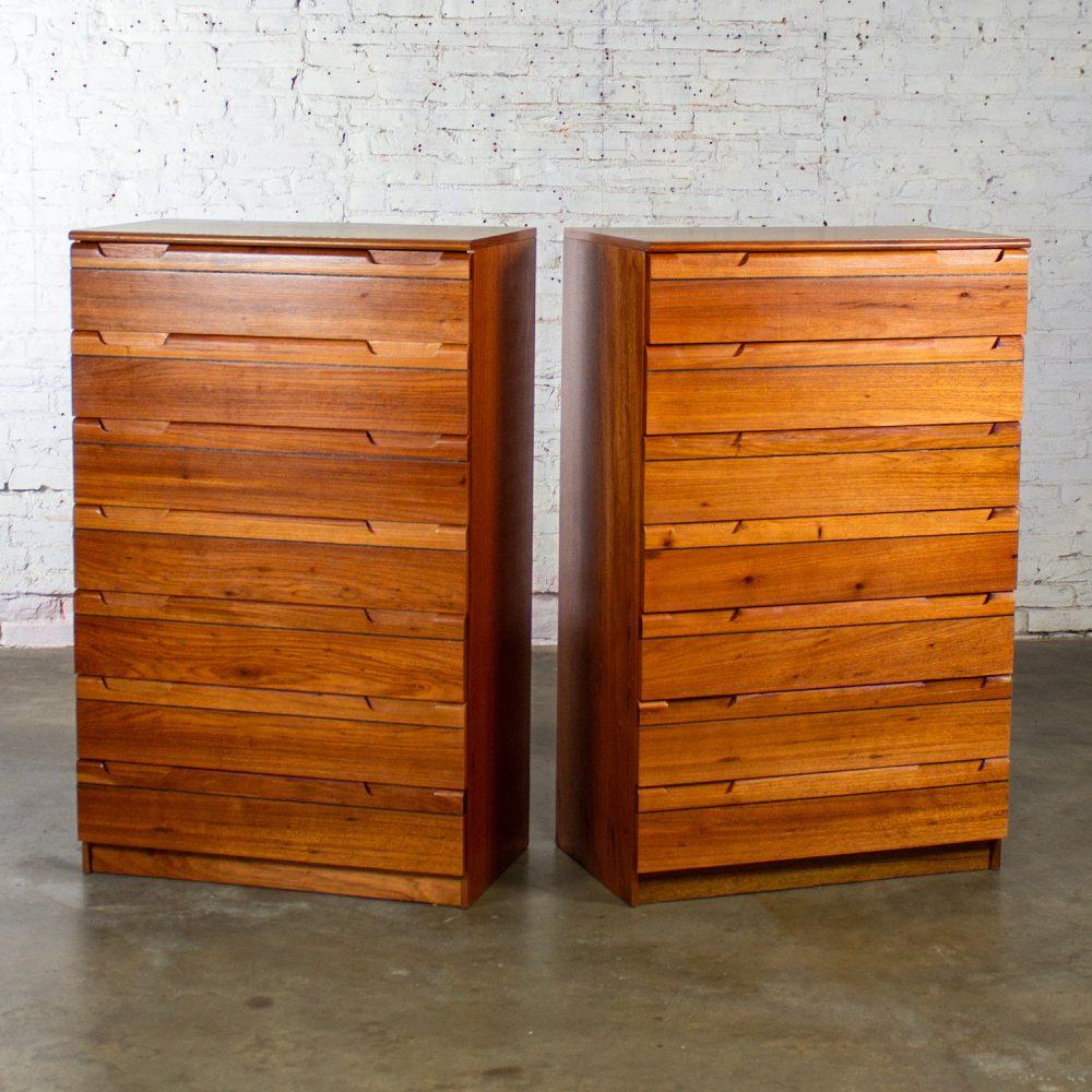1950-1960 Mid-Century Modern Hardwood Chest of Drawers Made in Brazil by Singer a Pair
