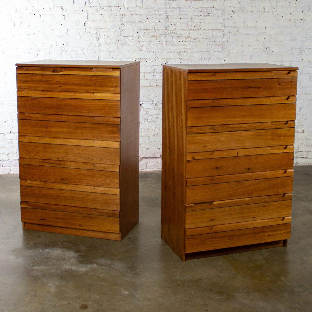 1950-1960 Mid-Century Modern Hardwood Chest of Drawers Made in Brazil by Singer a Pair
