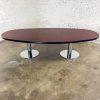 Late 20th Century Modern Monumental Oval Dining or Conference Table w/Chrome Cylindrical Double Pedestal Base