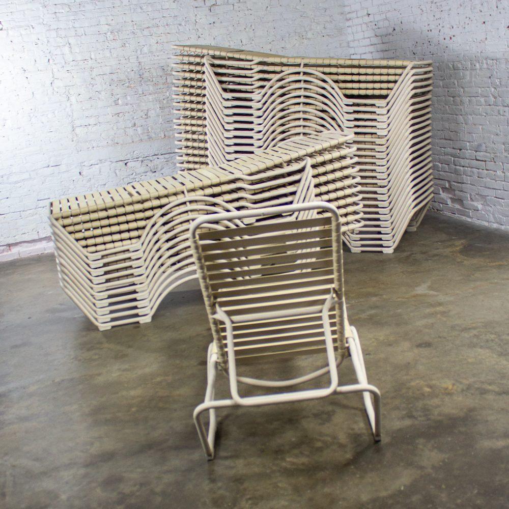 Late 20th Century Mid-Century Modern Set of 33 Tropitone Kahana Stackable Chaise Lounges w/Vinyl Straps & Aluminum Frame
