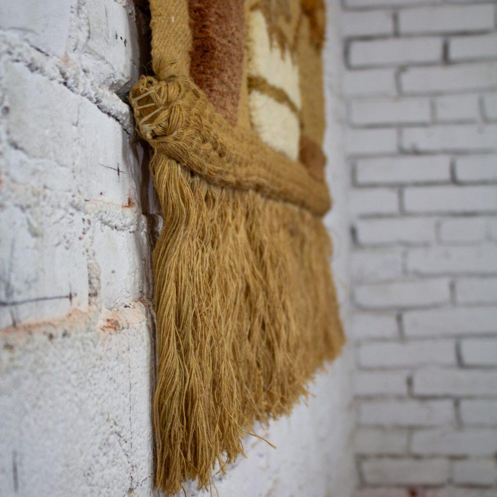 1989 Bohemian Modern Macrame Textile Woven I.C.A. Cactus Wall Hanging in the Style of Don Freedman
