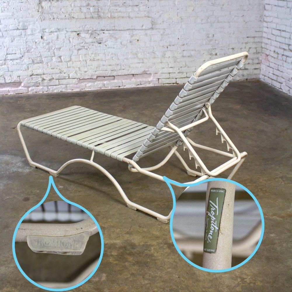 1950-1960’s Mid-Century Modern Tropitone Kahana Stackable Chaise Lounge w/Vinyl Straps & Aluminum Frame