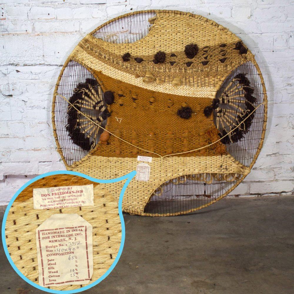 1978 Modern Textile Woven Fiber Art Abstract Wall Hanging #352 by Don Freedman c/o Tree Time Inc. for Interlude