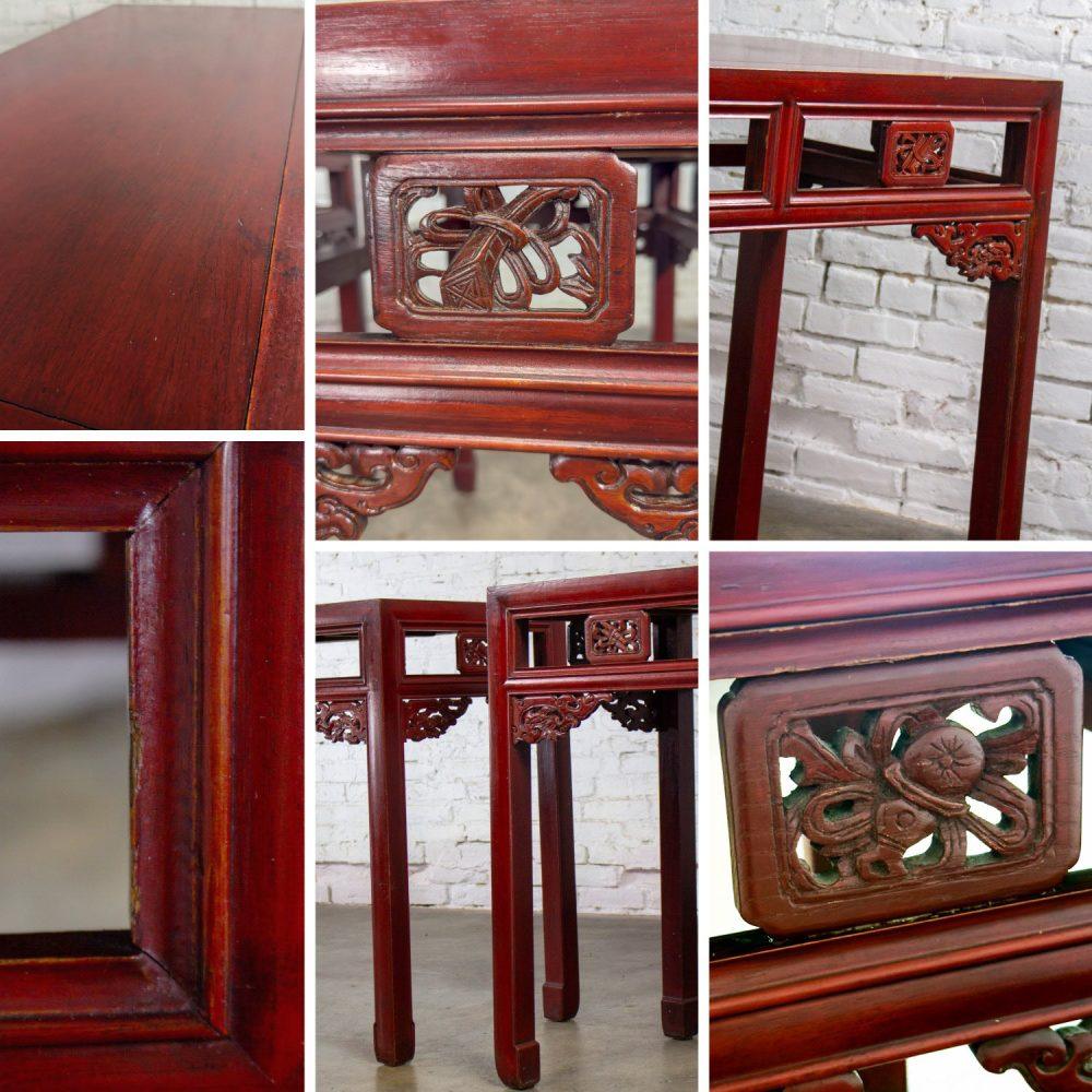 Early 19th to 20th Century Chinese Hongmu Pair of Alter or Console Tables or Center Table