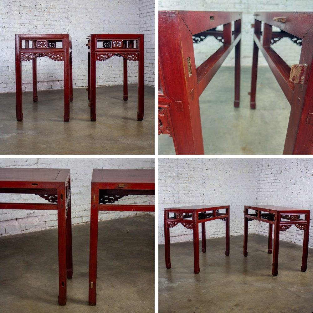 Early 19th to 20th Century Chinese Hongmu Pair of Alter or Console Tables or Center Table