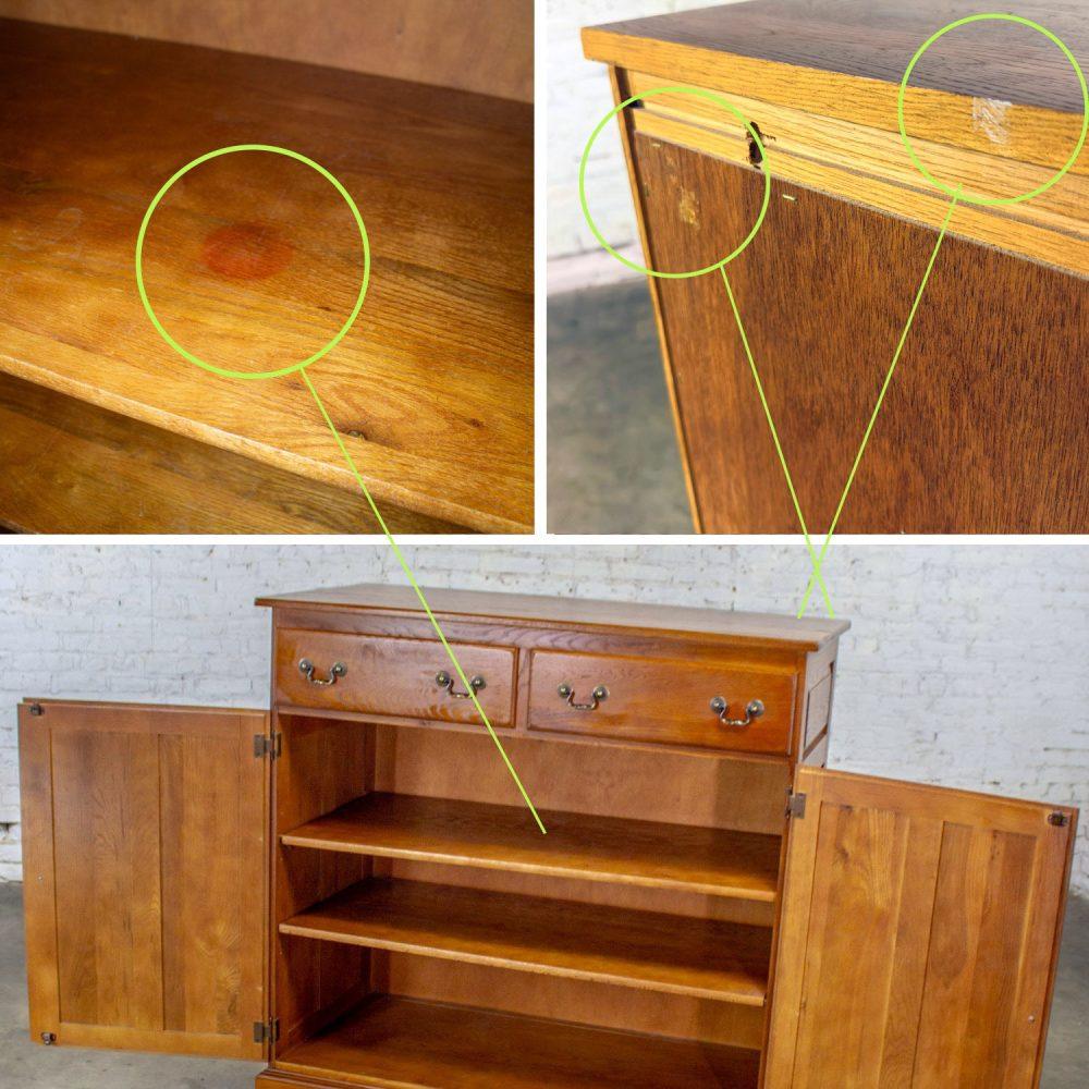 1995 Georgian Style Solid Oak Server Cabinet or Sideboard Chestnut Creek Collection 100 Year Anniversary Edition by Keller
