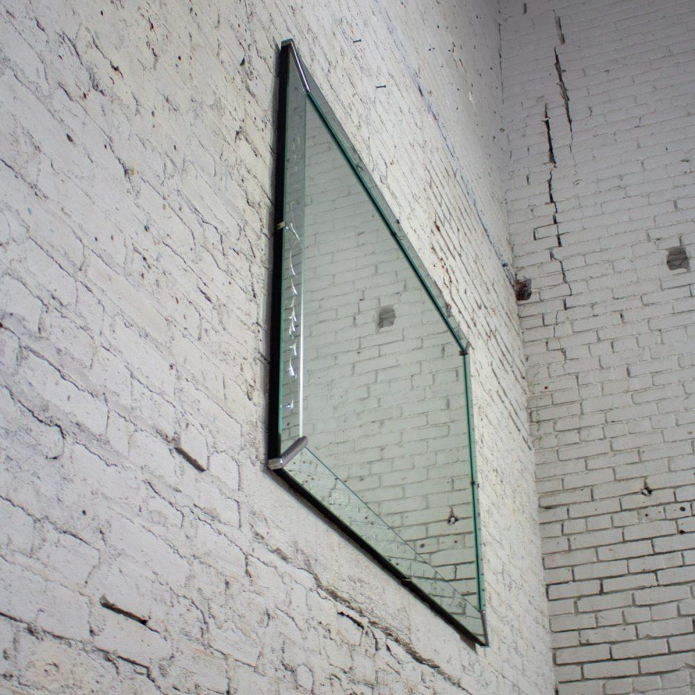 1930-1950’s Art Deco Hollywood Regency Etched Venetian Glass Rectangular Wall Mirror