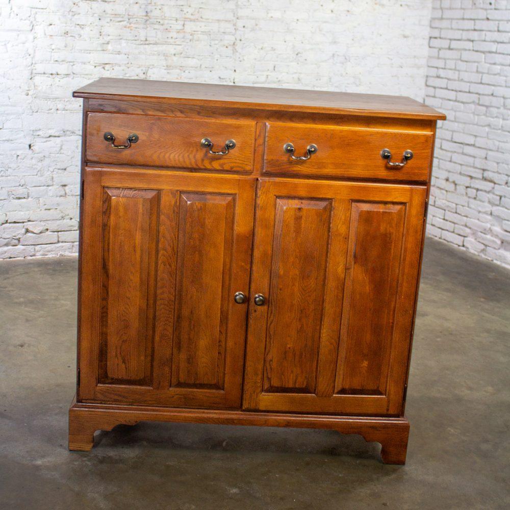 1995 Georgian Style Solid Oak Server Cabinet or Sideboard Chestnut Creek Collection 100 Year Anniversary Edition by Keller