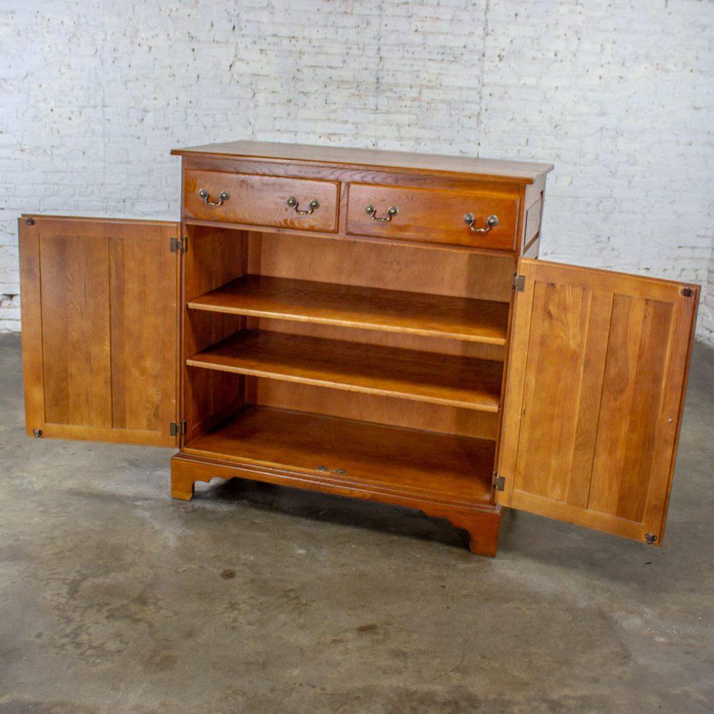 1995 Georgian Style Solid Oak Server Cabinet or Sideboard Chestnut Creek Collection 100 Year Anniversary Edition by Keller