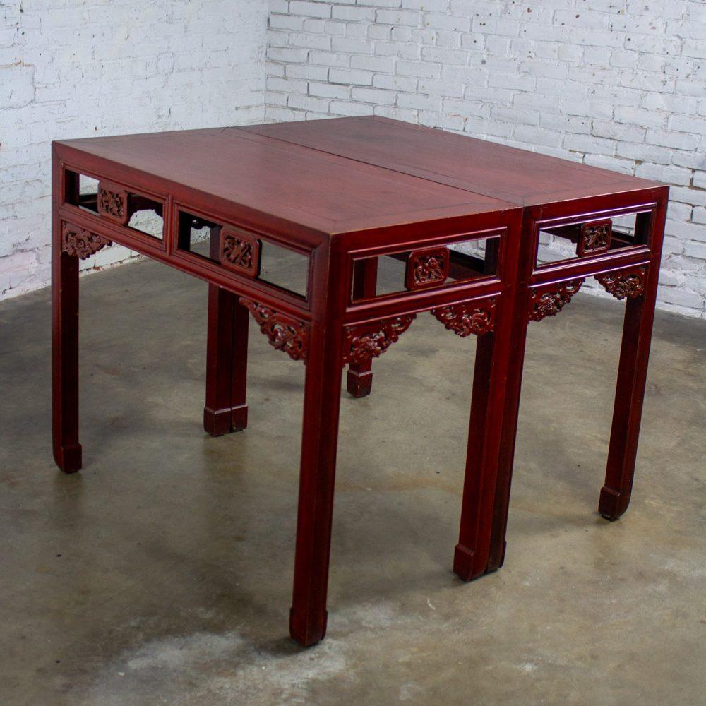 Early 19th to 20th Century Chinese Hongmu Pair of Alter or Console Tables or Center Table