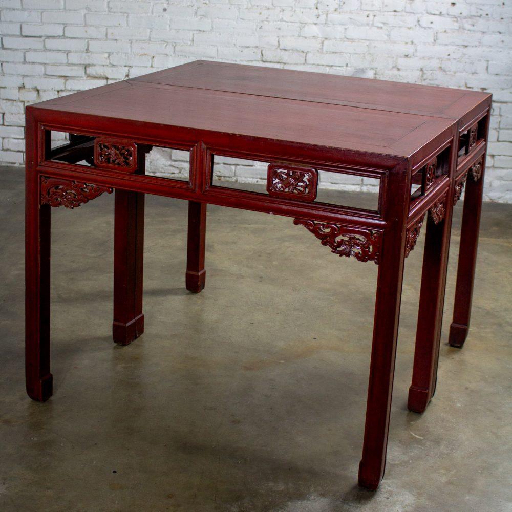 Early 19th to 20th Century Chinese Hongmu Pair of Alter or Console Tables or Center Table