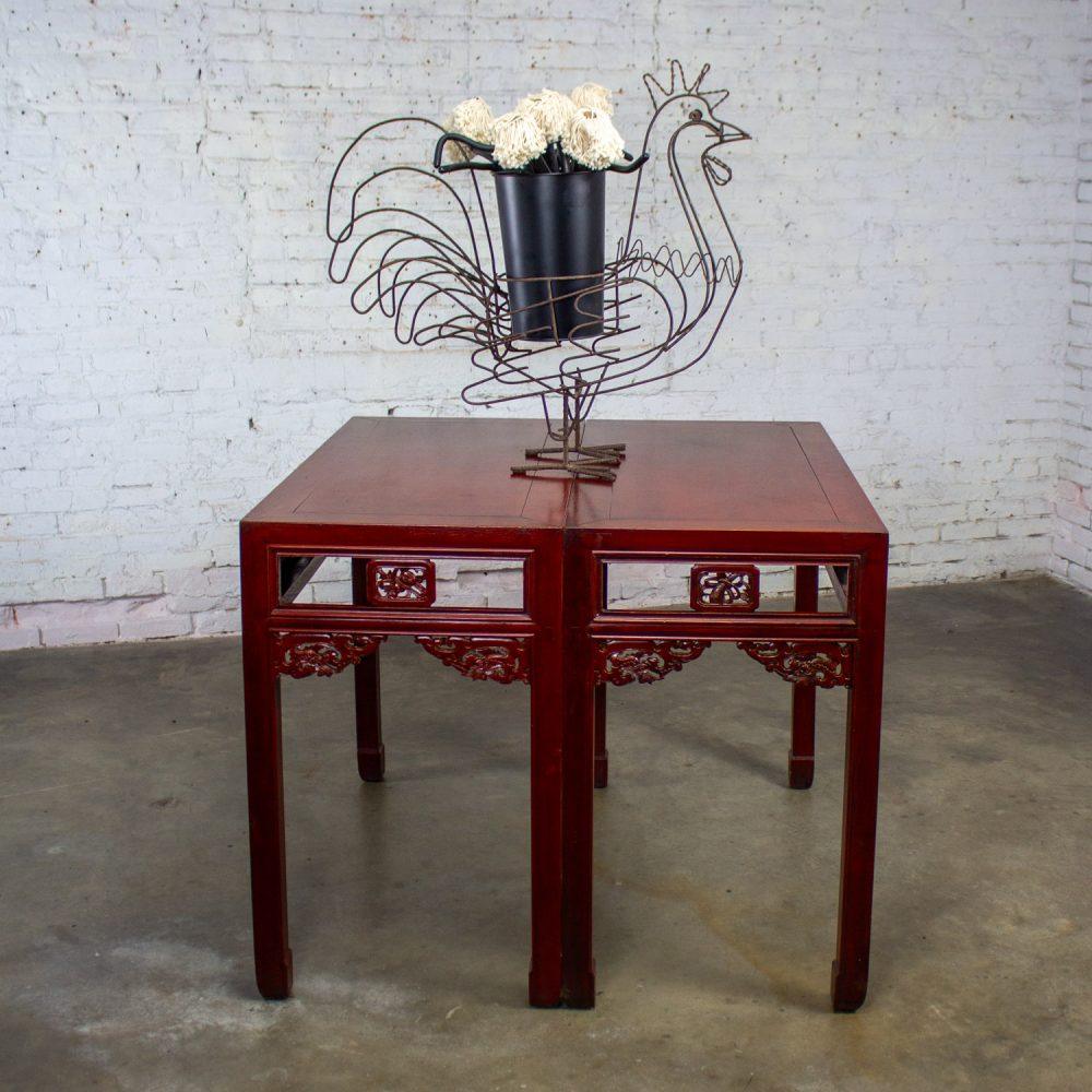 Early 19th to 20th Century Chinese Hongmu Pair of Alter or Console Tables or Center Table