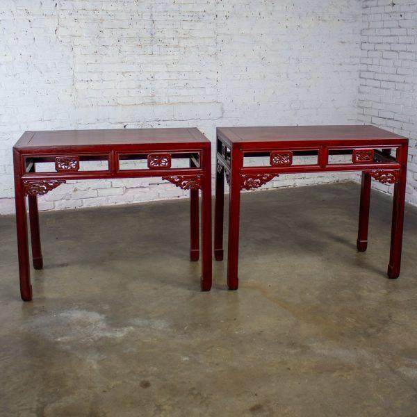 Early 19th to 20th Century Chinese Hongmu Pair of Alter or Console Tables or Center Table