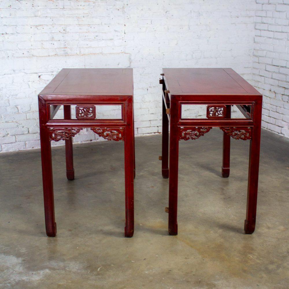 Early 19th to 20th Century Chinese Hongmu Pair of Alter or Console Tables or Center Table