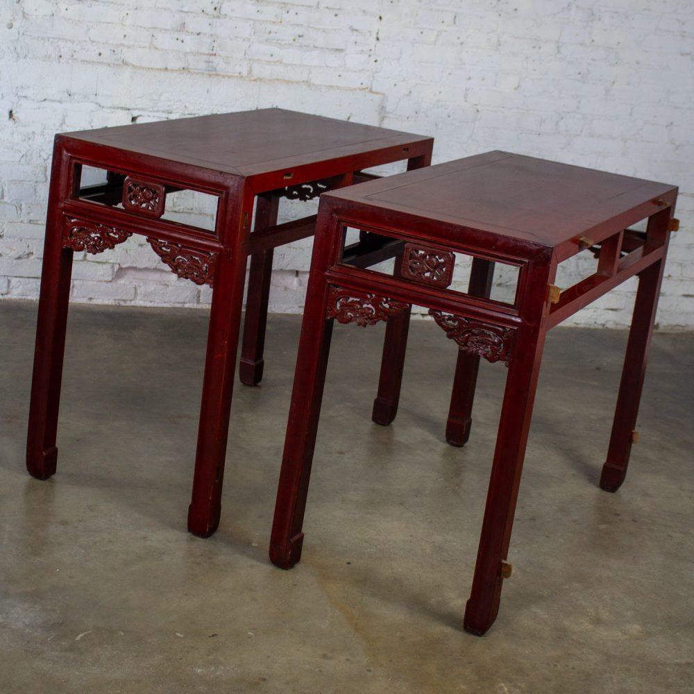 Early 19th to 20th Century Chinese Hongmu Pair of Alter or Console Tables or Center Table