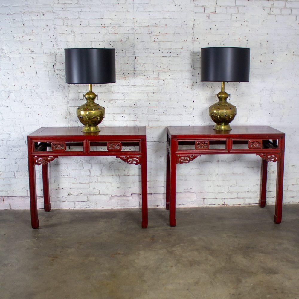Early 19th to 20th Century Chinese Hongmu Pair of Alter or Console Tables or Center Table