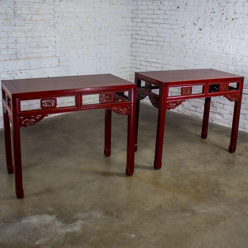 Early 19th to 20th Century Chinese Hongmu Pair of Alter or Console Tables or Center Table