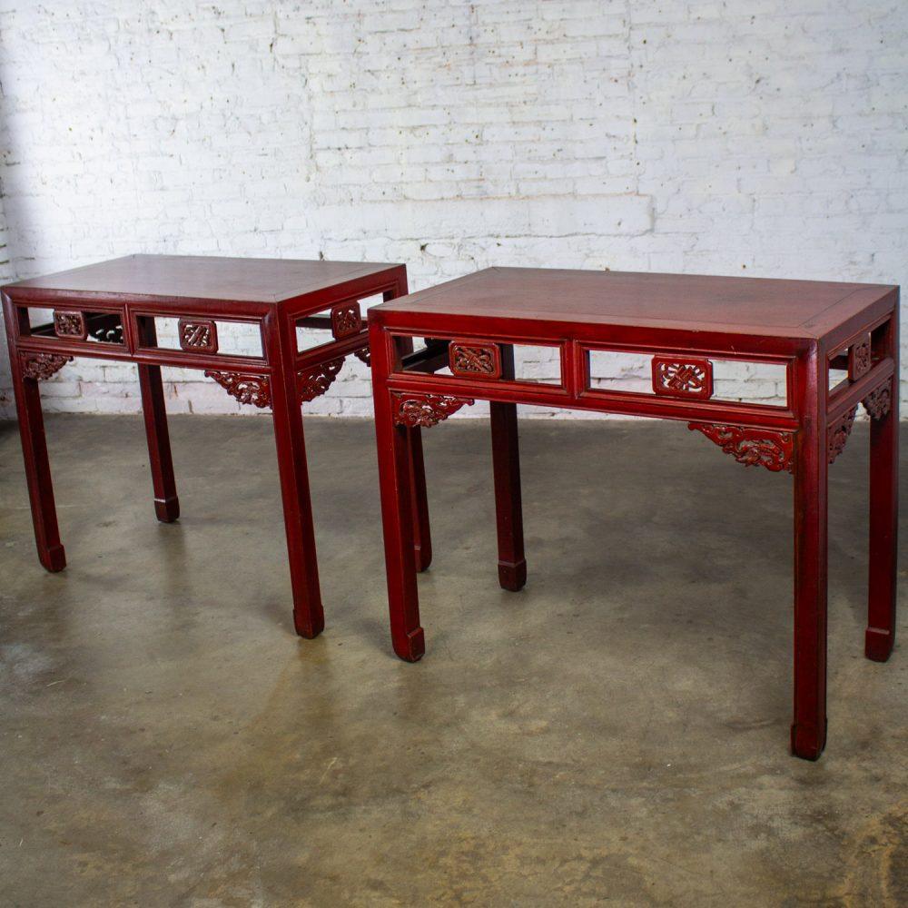 Early 19th to 20th Century Chinese Hongmu Pair of Alter or Console Tables or Center Table