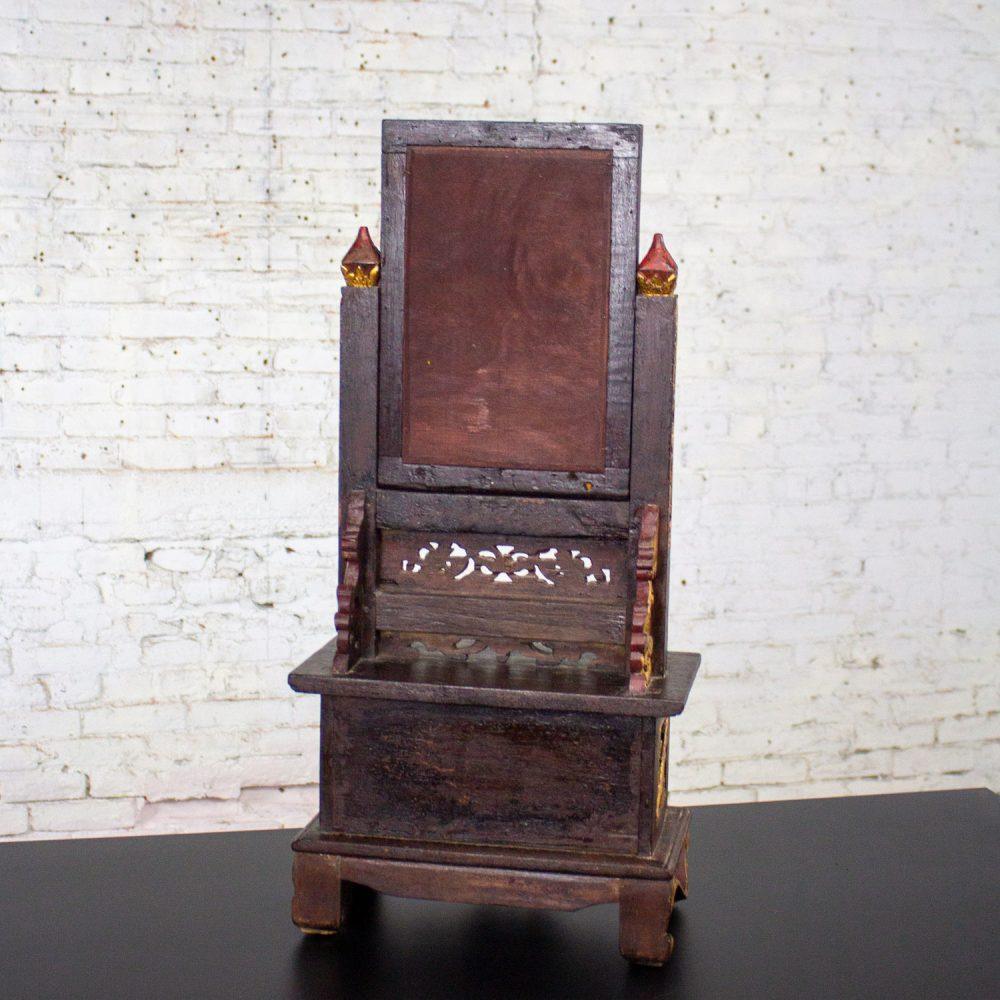 Late 19th to 20th Century Indonesian Maduran Tabletop Jewelry Case or Vanity Mirror w/Chest