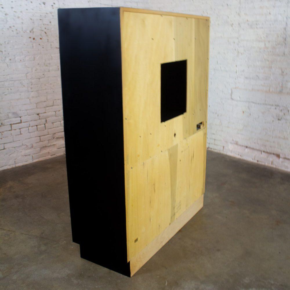 Mid to Late 20th Century Modern Campaign Henredon Black Entertainment Cabinet or Armoire