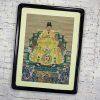 19th-20th Century Chinese Ming Dynasty Emperor Yellow Imperial Robe Hand Painted on Silk w/Black Wood Frame