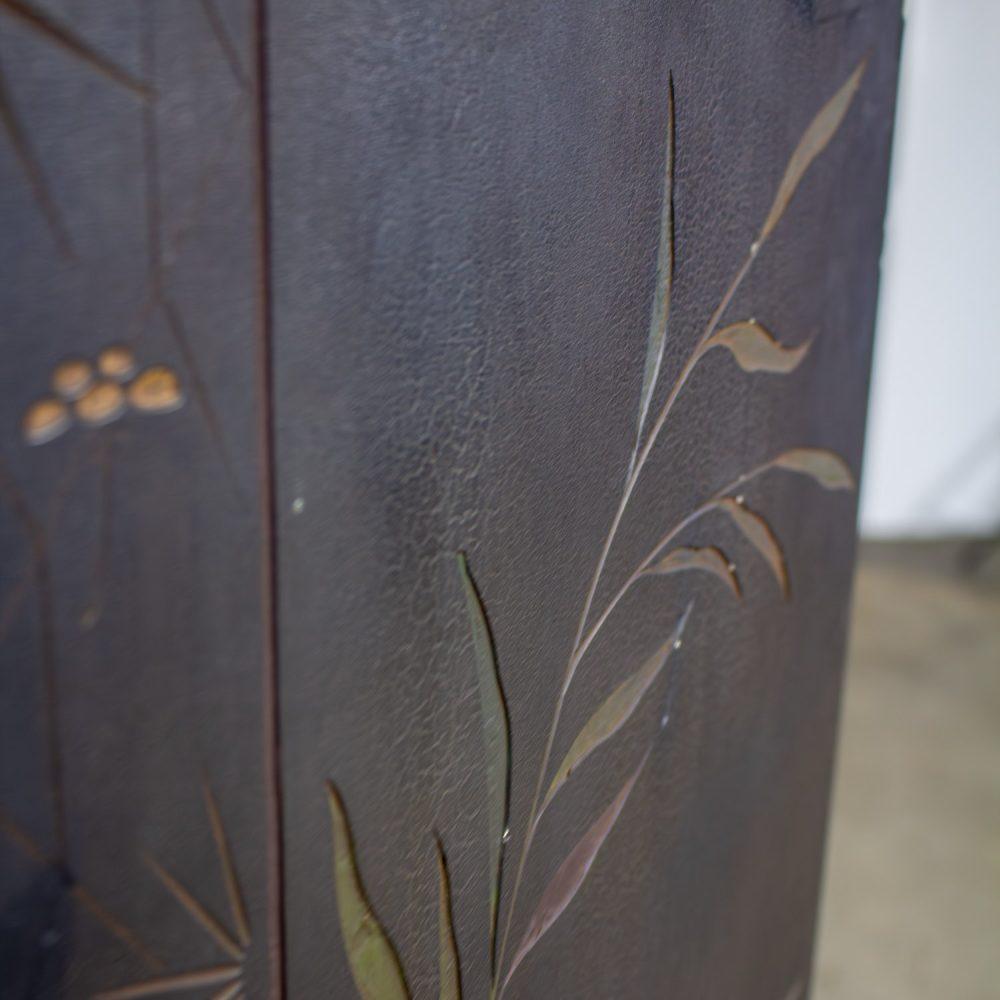 19th to 20th Century Chinese 8 Panel Black Coromandel Folding Screen w/Gilded & Hand Painted Intaglio Designs