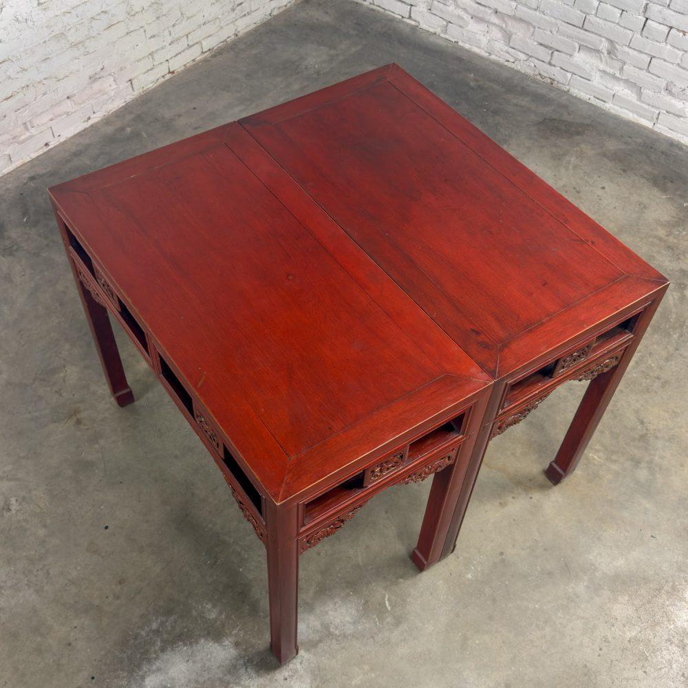 Early 19th to 20th Century Chinese Hongmu Pair of Alter or Console Tables or Center Table