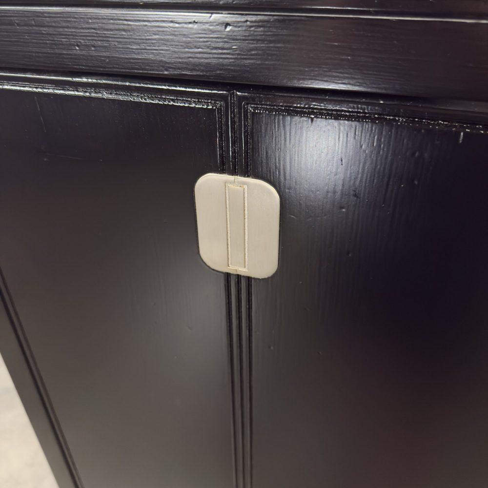 Mid to Late 20th Century Modern Campaign Henredon Black Entertainment Cabinet or Armoire
