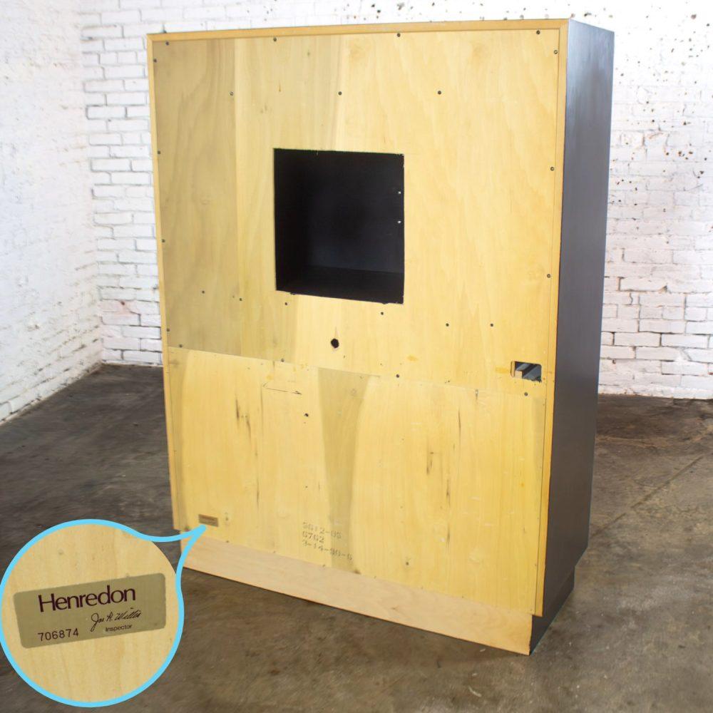 Mid to Late 20th Century Modern Campaign Henredon Black Entertainment Cabinet or Armoire