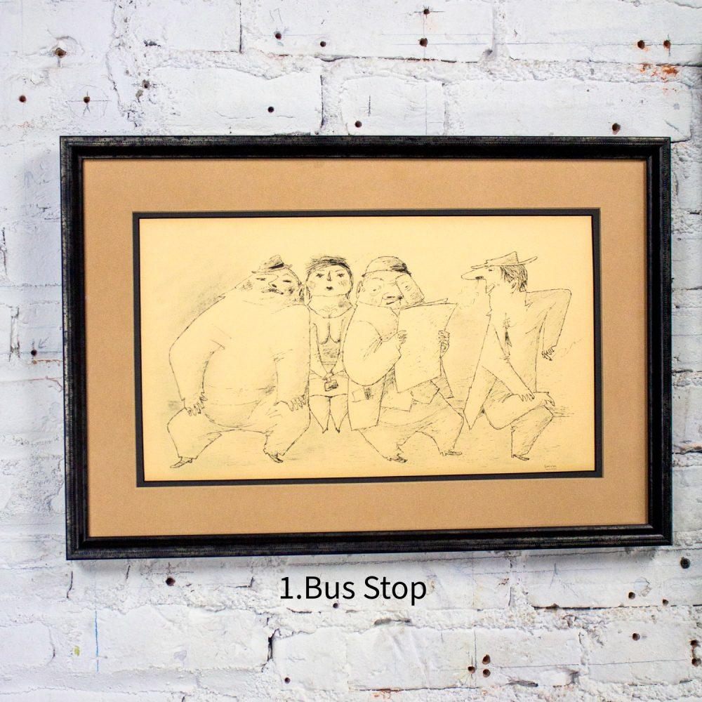 1968 Fine Art Prints by Alfonso Vila Shum Framed Sketches Set of 4 Unsigned