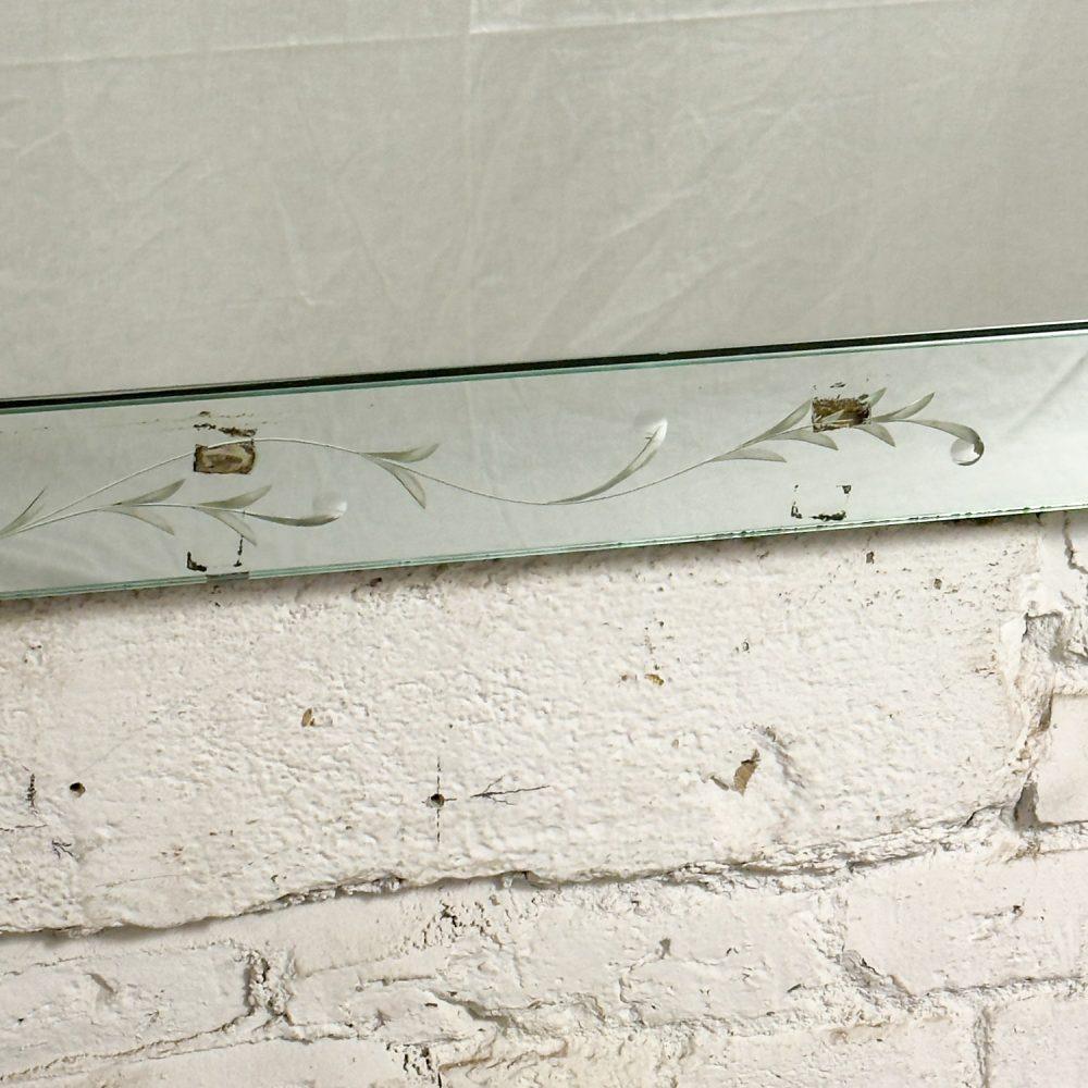 1930-1950’s Art Deco Hollywood Regency Etched Venetian Glass Rectangular Wall Mirror