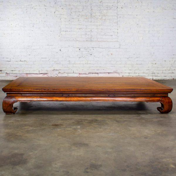 19th to Early 20th Century Chinese Ming Style Waisted Opium Bed or Monumental Coffee Table w/Chow Legs