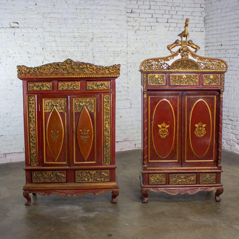 19th to Early 20th Century Indonesian Maduran Imperial Wedding or Jodang Dowry Chests for Bride & Groom a Pair