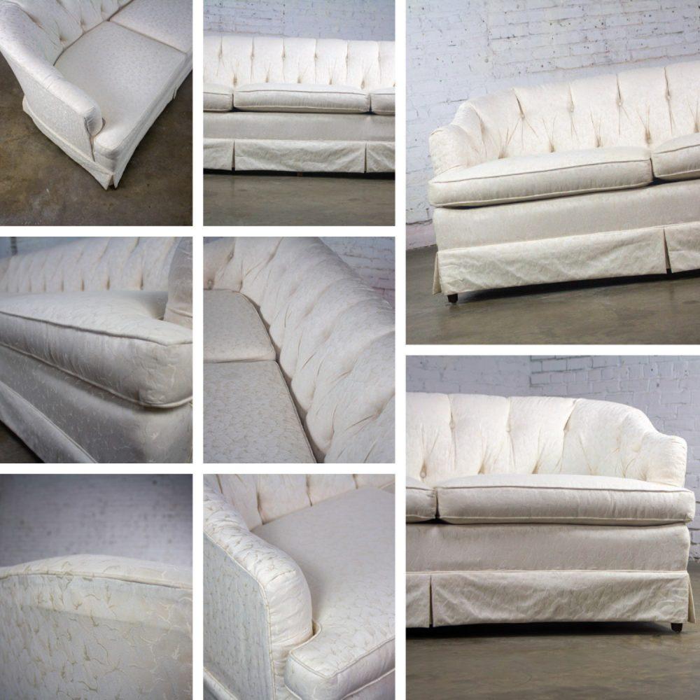 Late 20th Century Hollywood Regency Sofa w/Off White Brocade Fabric by Waters