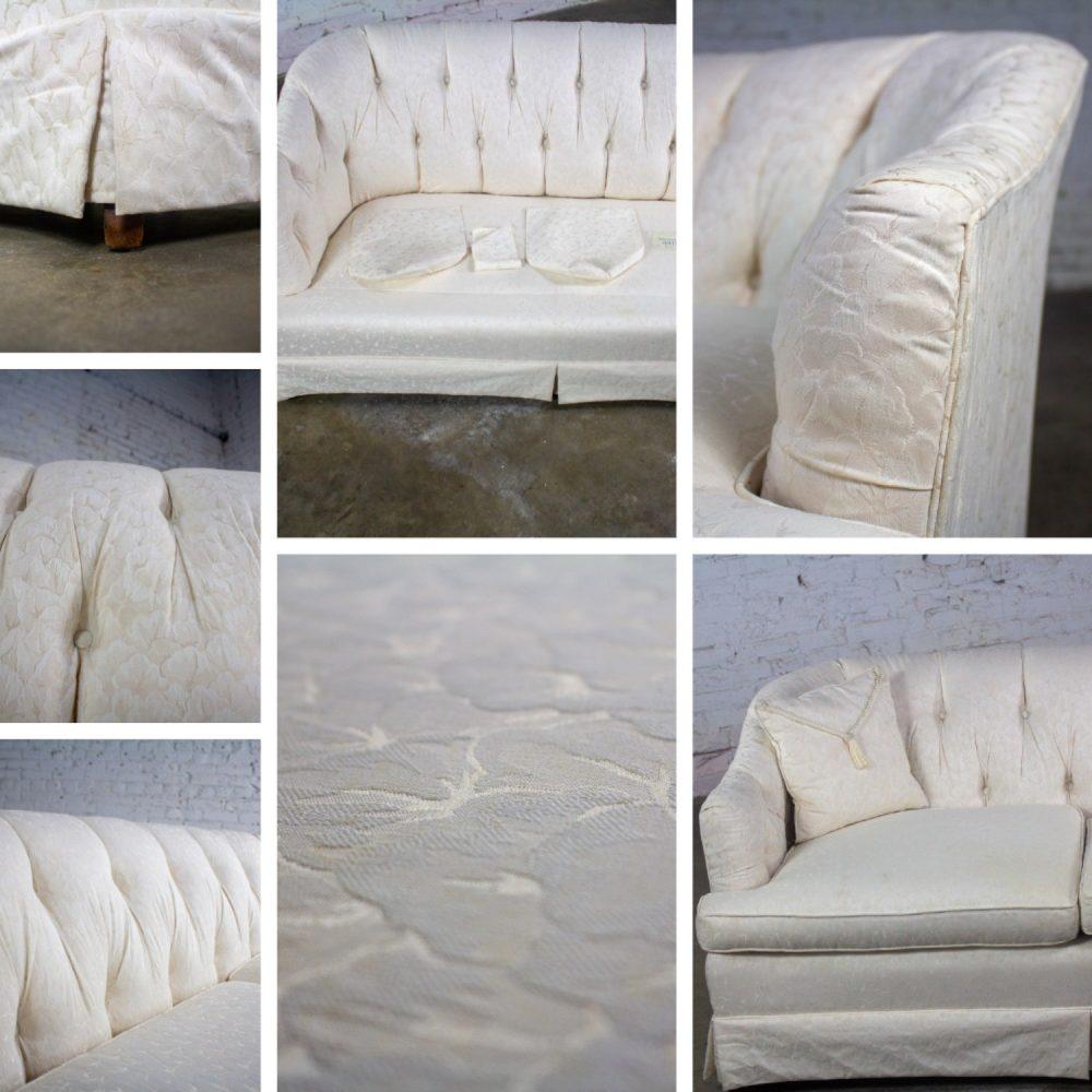 Late 20th Century Hollywood Regency Sofa w/Off White Brocade Fabric by Waters
