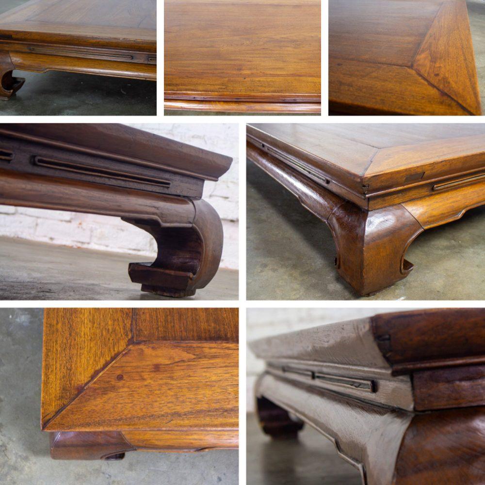 19th to Early 20th Century Chinese Ming Style Waisted Opium Bed or Monumental Coffee Table w/Chow Legs
