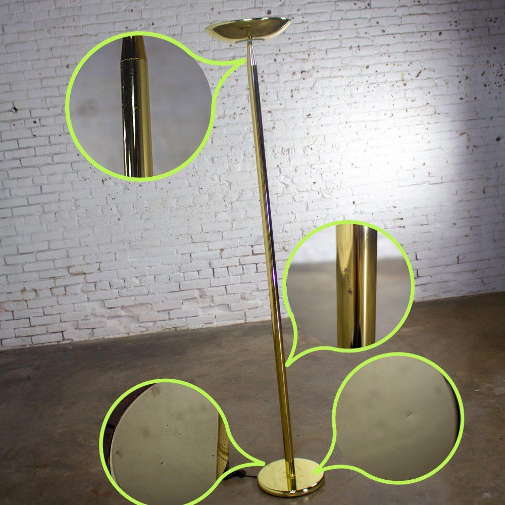 Late 20th Century Modern to Postmodern Brass Plated Torchier Floor Lamp