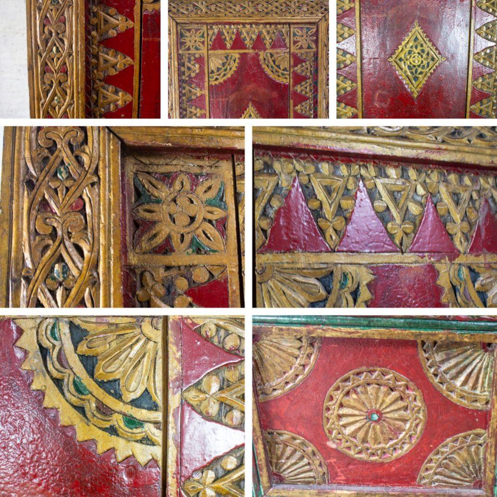 19th to Early 20th Century Indonesian Maduran Red Painted & Gilded Tall Cabinet or Storage Chest