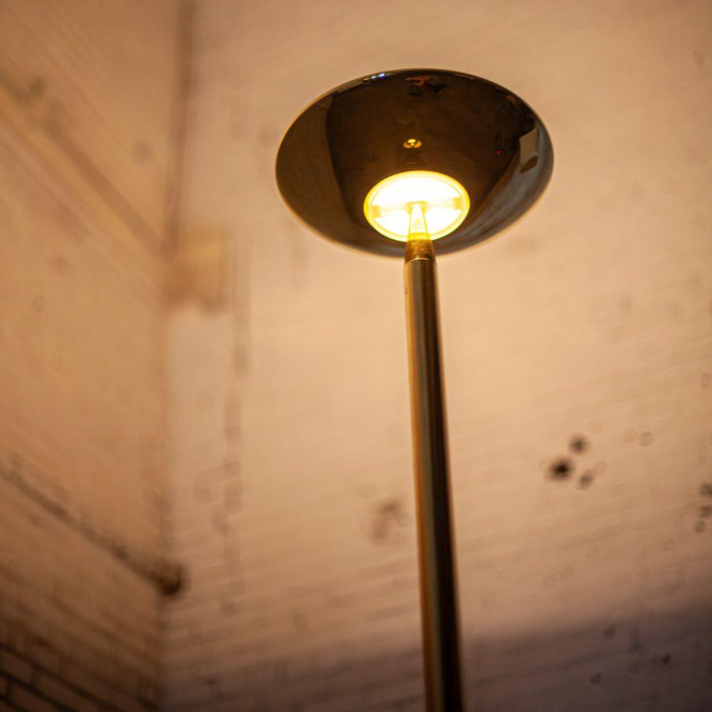 Late 20th Century Modern to Postmodern Brass Plated Torchier Floor Lamp