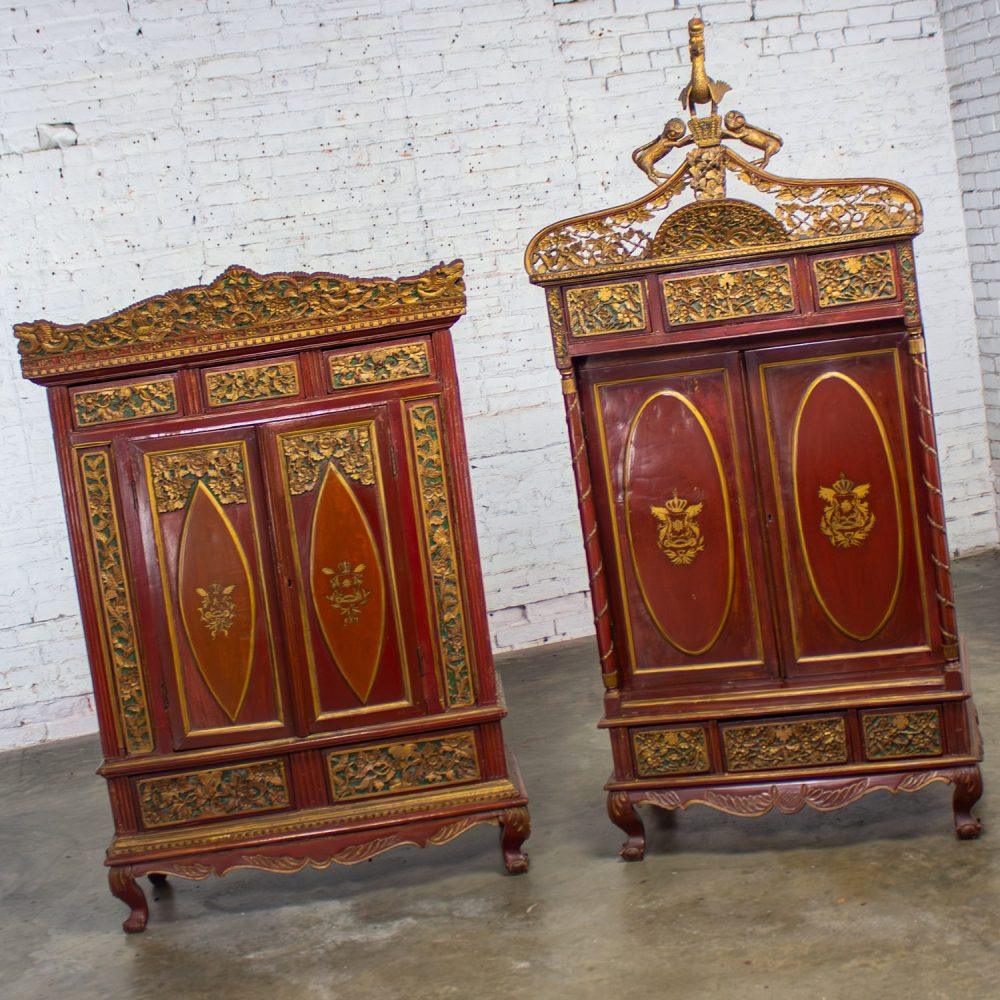 19th to Early 20th Century Indonesian Maduran Imperial Wedding or Jodang Dowry Chests for Bride & Groom a Pair
