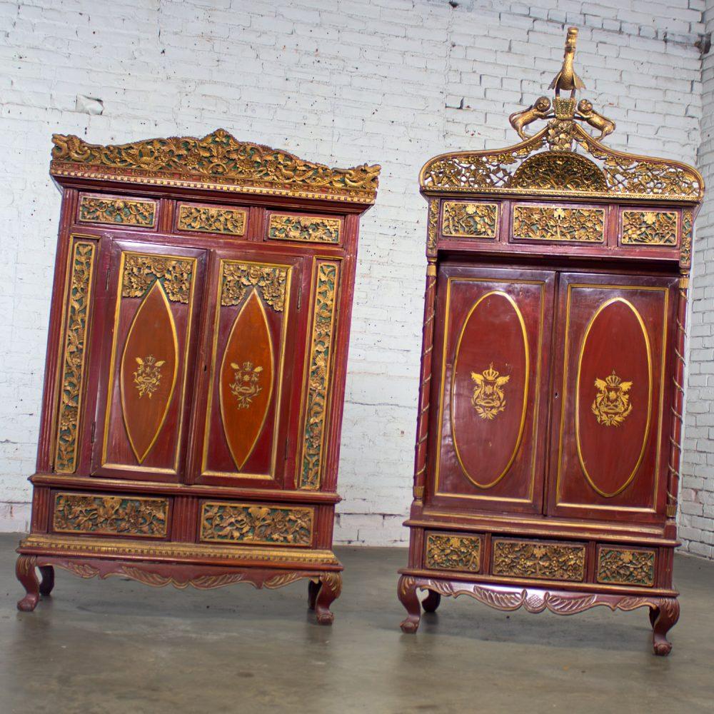 19th to Early 20th Century Indonesian Maduran Imperial Wedding or Jodang Dowry Chests for Bride & Groom a Pair